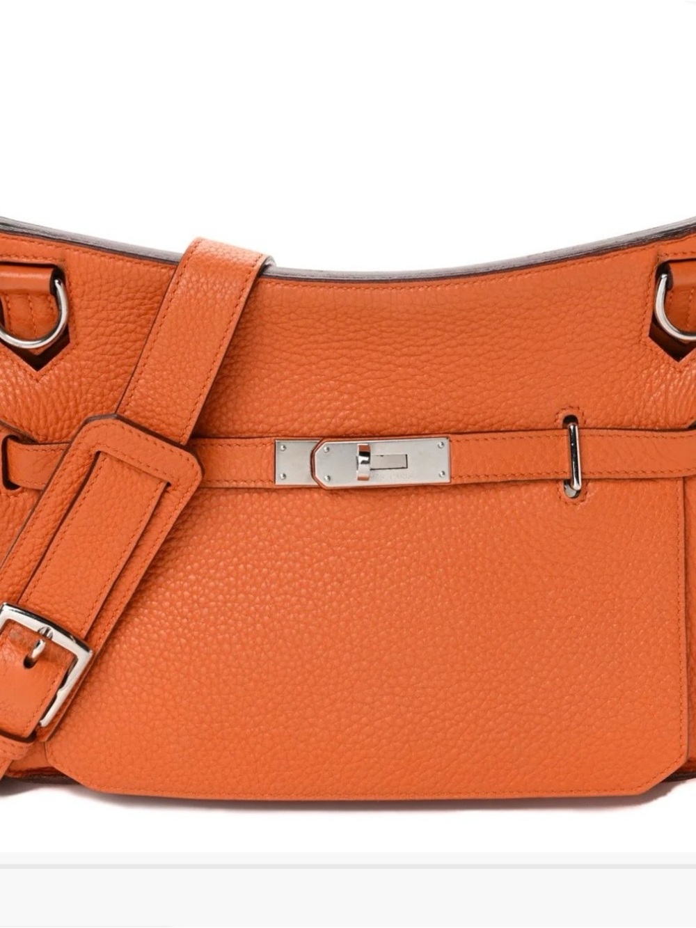 Hermes Taurillon Clemence Jypsiere 28 Orange with extra straps